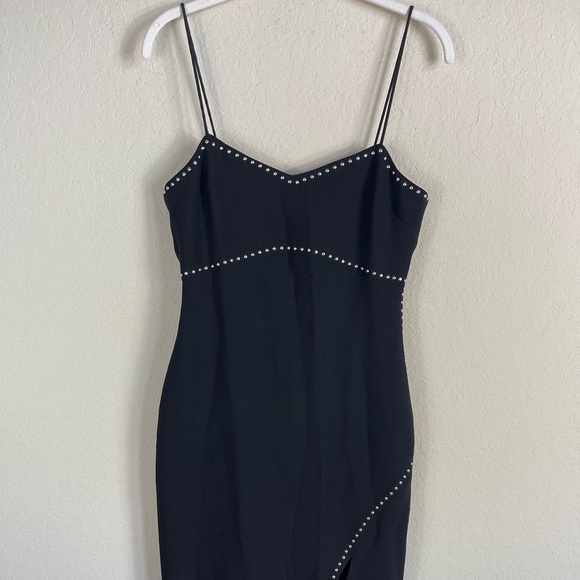 Likely Charlene Silver Studded Black Gown with Side Slit Size 4 - Picture 6 of 11